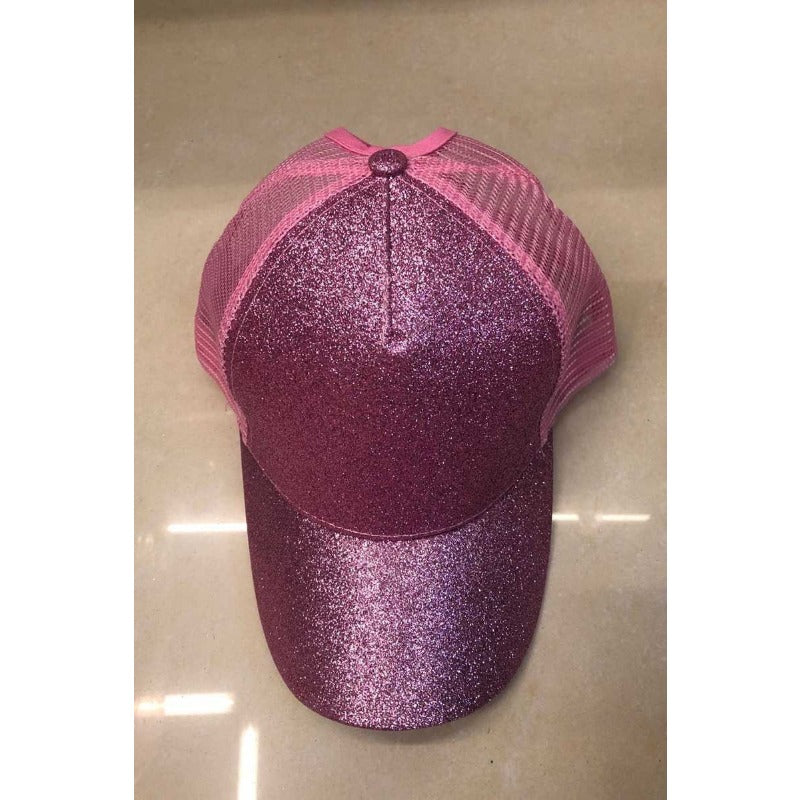 Wholesale Cotton Back Opening Sequin Ponytail Baseball Caps